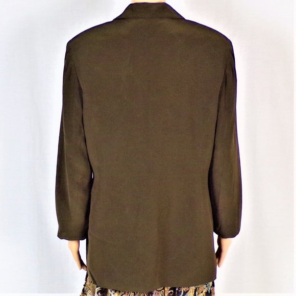 DUE PER DUE size 14 Jrs. brown 100% silk blazer - Picture 7 of 13